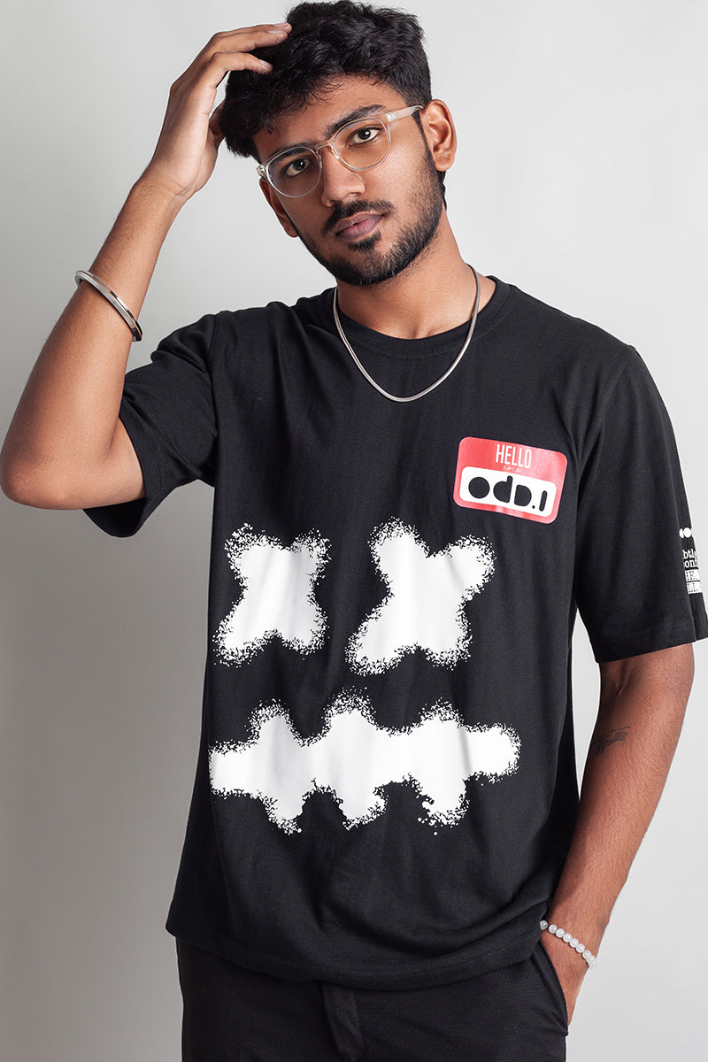 OdD1 Hello Black oversized tshirt 