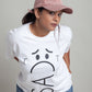 OdD1 Women Sad White T-shirt