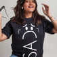 OdD1 Women Sad Black T-shirt